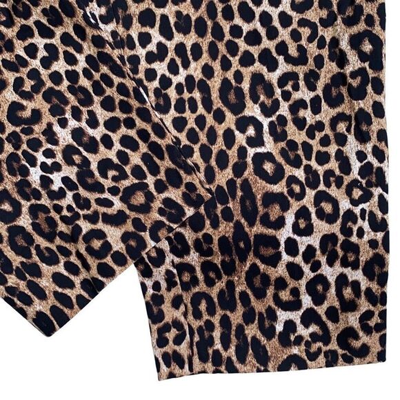 Michael Kors NWT MobWife Leopard Print Pants Tummy Control Cotton Dark Camel 18 - Picture 3 of 9